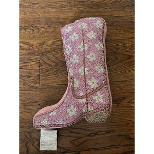 NWT Sparkles Home Pink Daisy Luminous Rhinestone Cowgirl Boot Pillow
